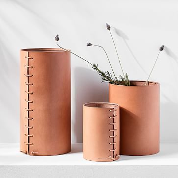 Made Solid Leather-Wrapped Vase | West Elm (US)