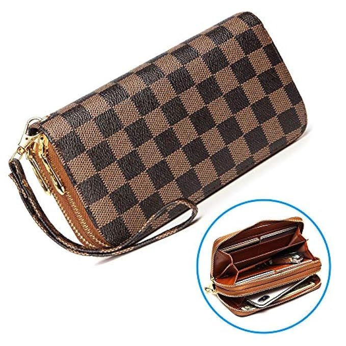 Wristlet Wallets for Women Long Womens Wallet Leather Clutch RFID Blocking with Zip Around Card Hold | Amazon (US)