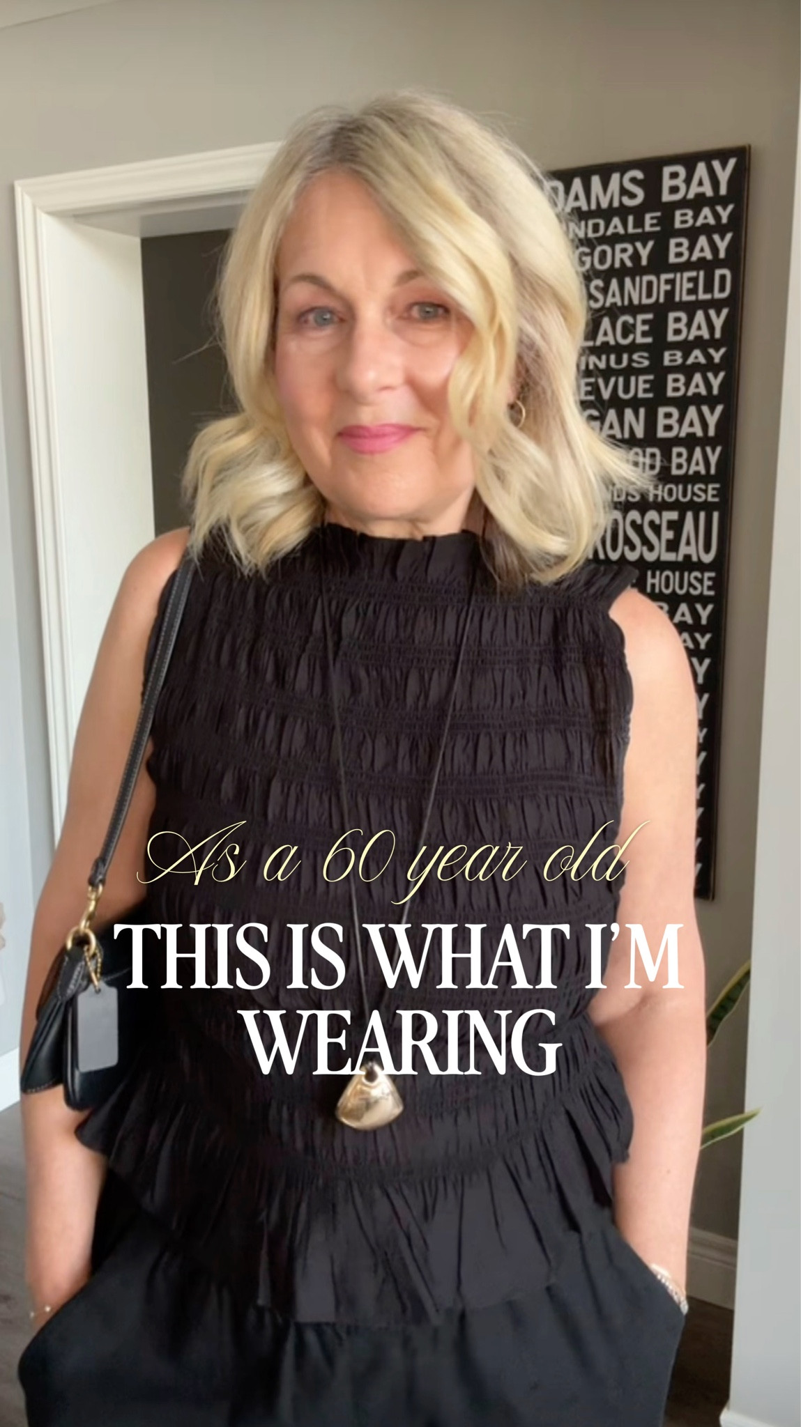 As a 60 year old this is what I’m wearing. All black is so chic. These linen pants from Old Navy are so good. They are perfect for the summer. This top is from H&M last year.  I love it. The necklace is from Belk is so incredibly cool. Loafers are just easy and casual. Add a really nice bag, mine is from Coach. 
Pants XL - Old Navy
Top L - H&M
Shoes size 9 FTTS VIVAIA
Purse - Coach
Necklace -Belk

#LTKover50style #LTKmidsize
