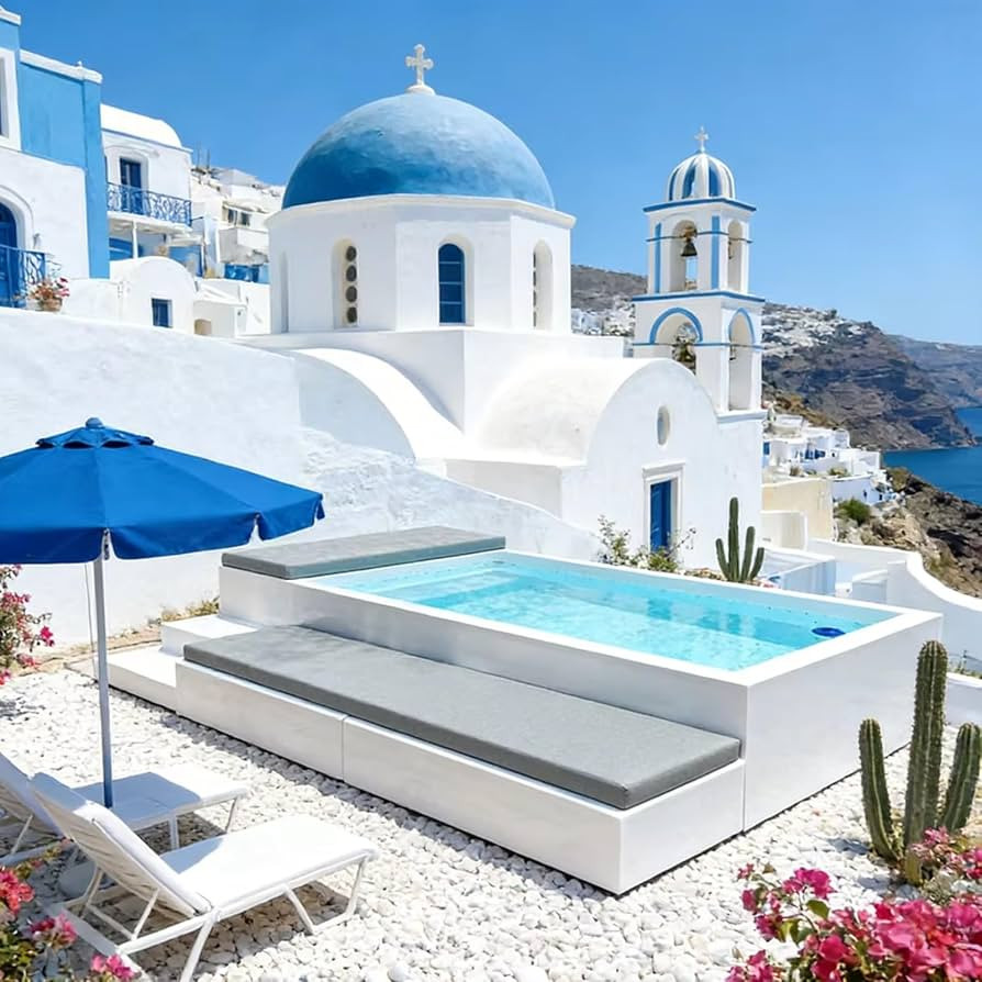 Oval Swimming Pool with Sofa Durable Pool with Handrail for Hotel Villa Home Use | Amazon (US)