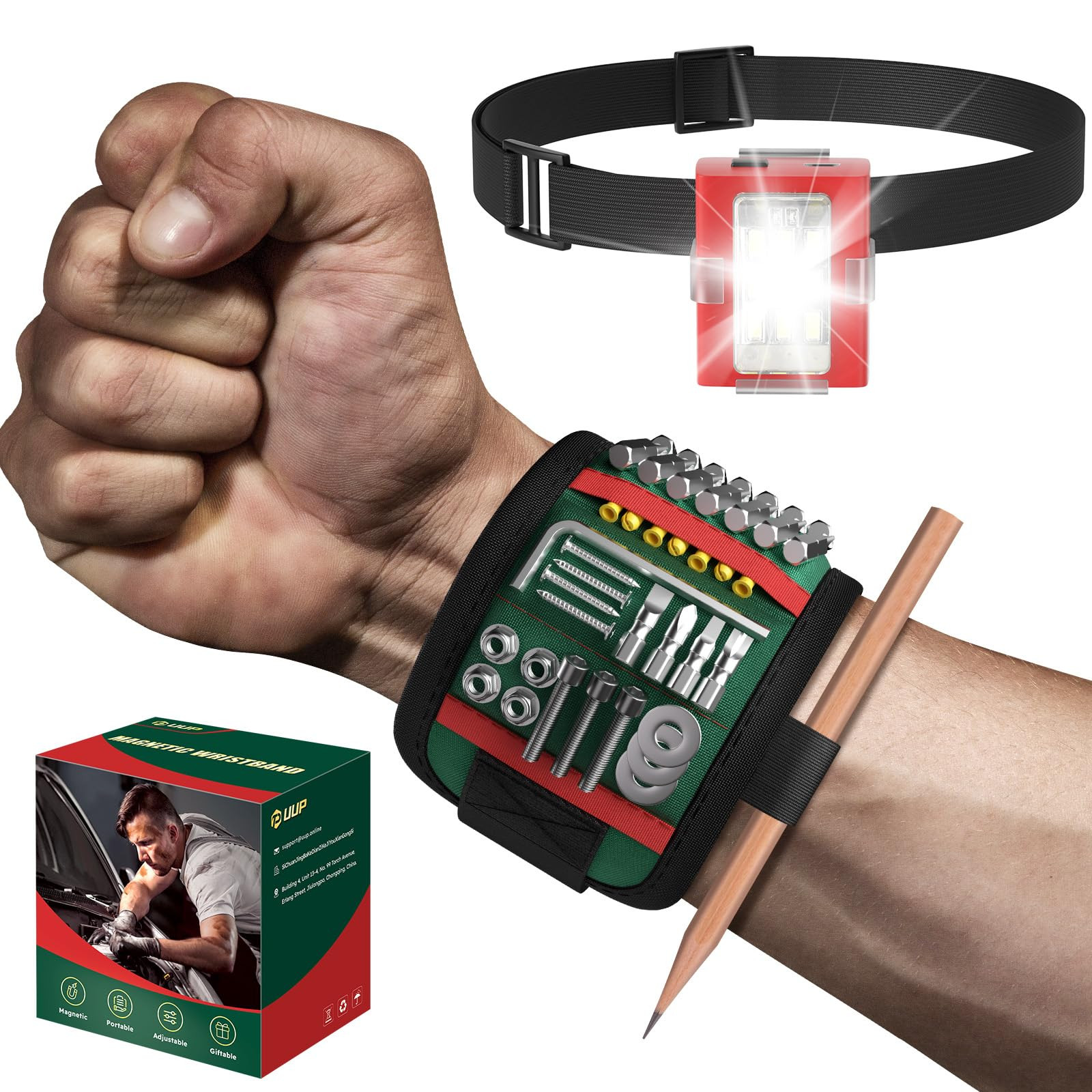 Magnetic Wristband with LED Light, Stocking Stuffers for Men, Christmas Gifts for Men, Dad, Him, ... | Amazon (US)