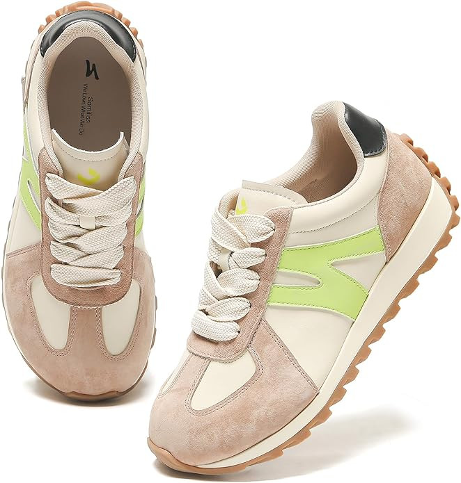 somiliss Wide Toe Box Shoes for Women Mircrofiber Leather Suede Patchwork Non-Slip Casual Walking... | Amazon (US)