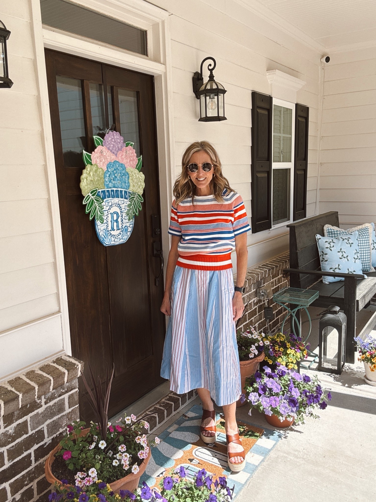 It’s a two for one this cute midi dress so classic with a square neck line is beautiful on his own or School approved with this classic striped sweater over the top wearing an extra small in both this sweater and the dress… Under $40