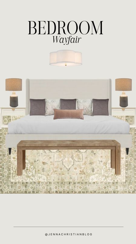 Bedroom design, all from Wayfair.





Bedframe, upholstered bedframe, bedroom area rug, side tables, table lamps, fleshmount cieling light fixture, bed bench, throw pillows, home decor, home furniture, bedroom furniture, wayfair furniture, wayfair bedroom furniture, wayfair home decor, wayfair lightingg

#LTKStyleTip #LTKHome