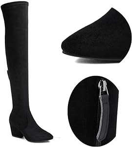 Women Boots Winter Over Knee Long Boots Fashion Boots Heels Autumn Quality Suede Comfort Square H... | Amazon (US)