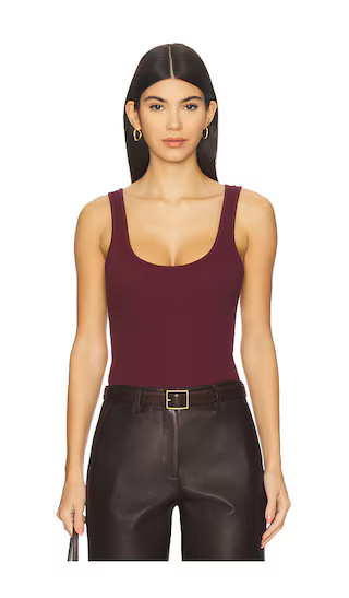 Nica Scoop Neck Tank Bodysuit in Dark Port | Revolve Clothing (Global)