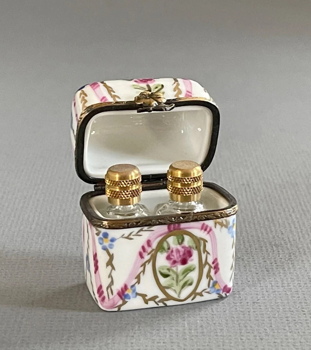 Limoges France Perfume Bottles in Domed Chest Box / Limoges Porcelain Perfume Bottle - Etsy | Etsy (US)