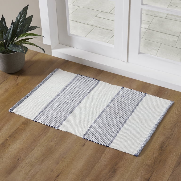 Indoor/Outdoor Striped Accent Rug, Blue and White, 24" x 38", by My Texas House | Walmart (US)