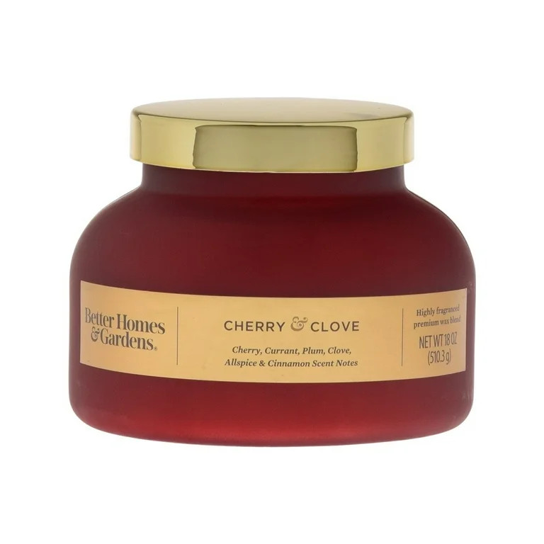 Better Homes & Gardens Cherry & Clove Scented 2-Wick Bell Jar Candle with Gold Metal Lid 18oz | Walmart (US)