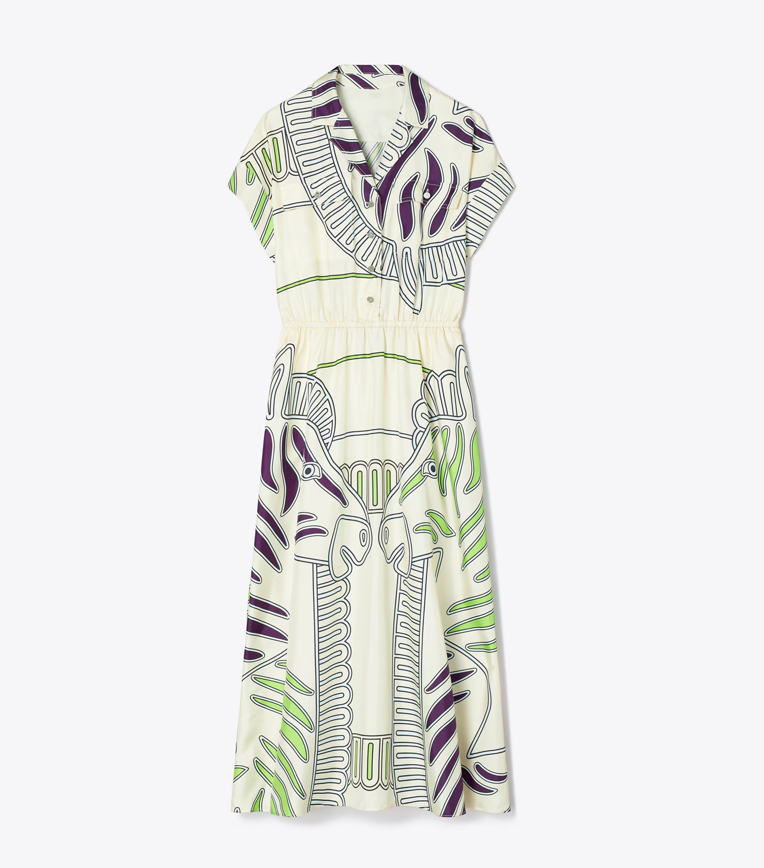 Printed Silk Twill Shirtdress: Women's Designer Dresses | Tory Burch | Tory Burch (US)