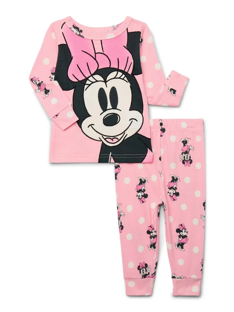 Minnie Mouse Toddler Long Sleeve Top and Pants Pajama Set, 2-Piece, Sizes 12M-5T | Walmart (US)
