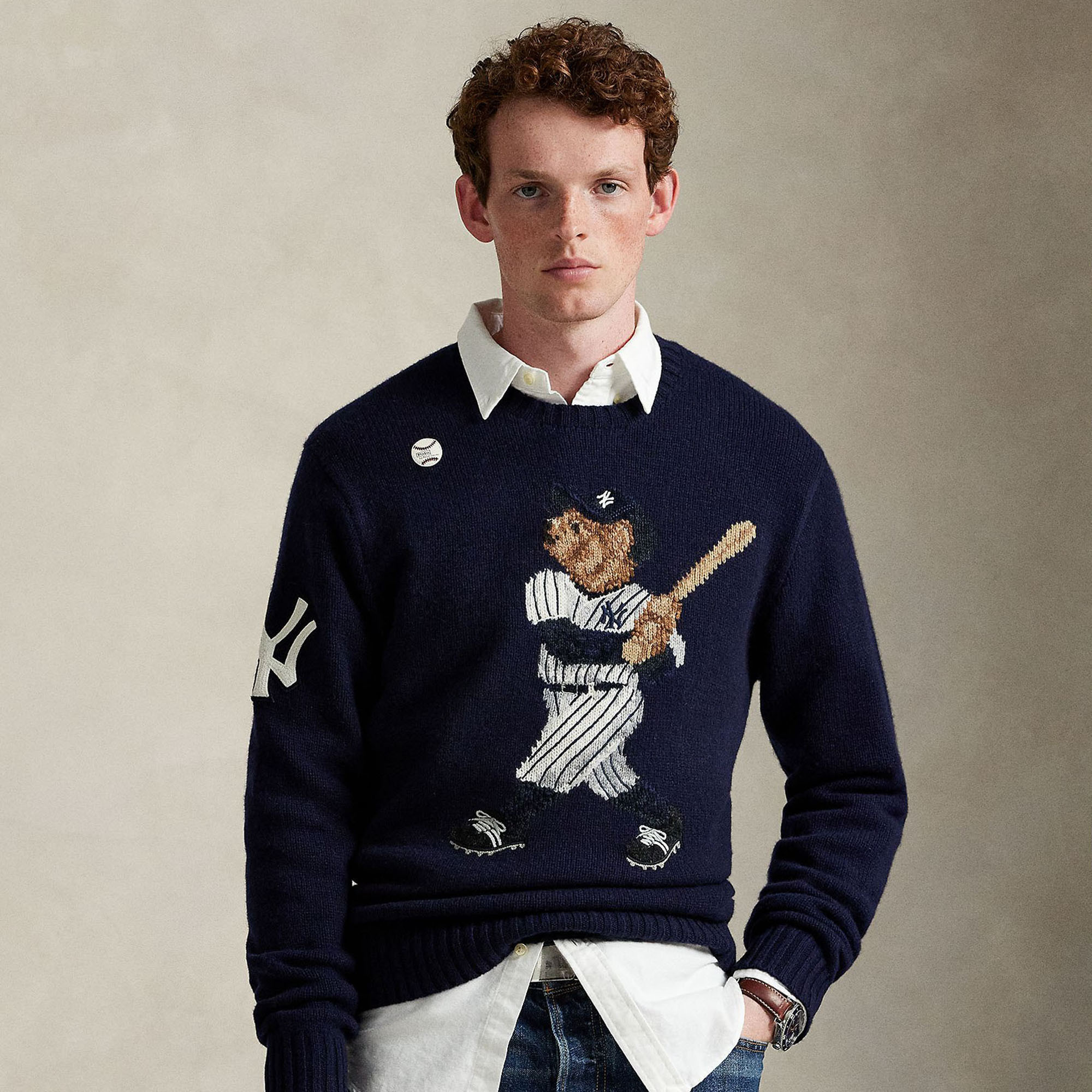 Polo Ralph Lauren Navy Yankees Wool Bear Sweater | Fanatics