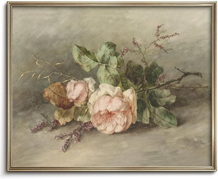 Vodefoad Vintage Antique Floral wall art Farmhouse Country Flower Wall Art, Cottage Flower Oil Ar... | Amazon (US)