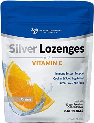 Silver Lozenges with Vitamin C - Premium Nano Silver 60 PPM Colloidal Silver, Organic Honey and Vita | Amazon (US)
