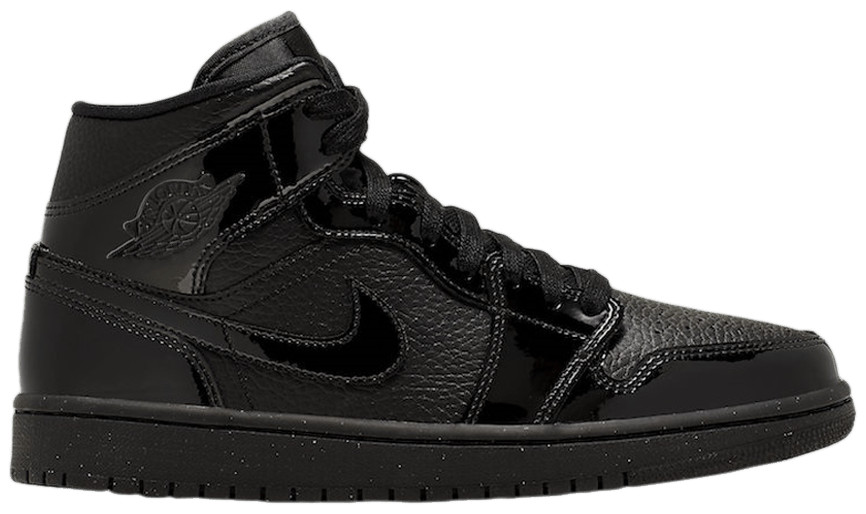 Wmns Air Jordan 1 Mid Patent 'Triple Black' | GOAT