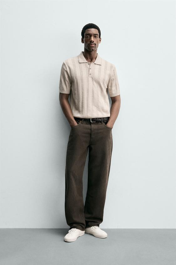 REGULAR FIT KNIT TEXTURED POLO | Zara US