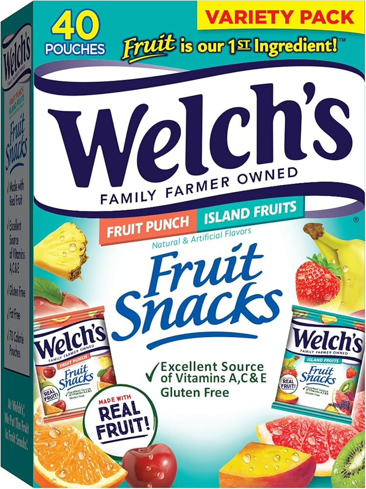 Welch's Fruit Snacks, Fruit Punch & Island Fruits, Bulk Pack, Individual Single Serve Bags, 0.8 o... | Amazon (US)