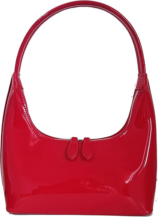 Women Red Retro Underarm Shoulder Bag Y2k Patent Leather Hobo Bag Purse | Amazon (US)