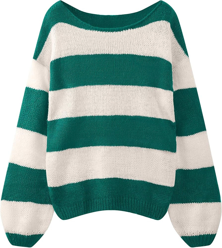 Sweaters for Womens Fall Winter Y2K Oversized Preppy Jumper Sweaters Lightweight Knit Color Block... | Amazon (US)