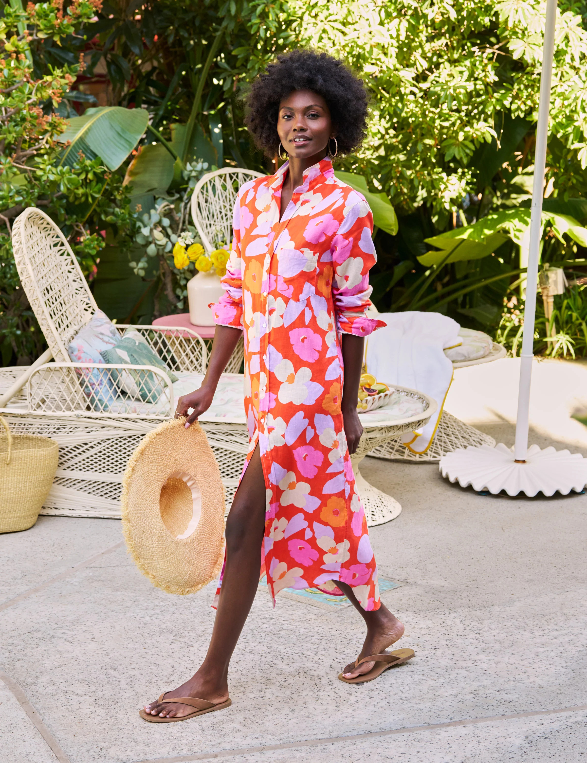 RORY Orange and Pink Floral, Italian Classic Linen | Frank & Eileen