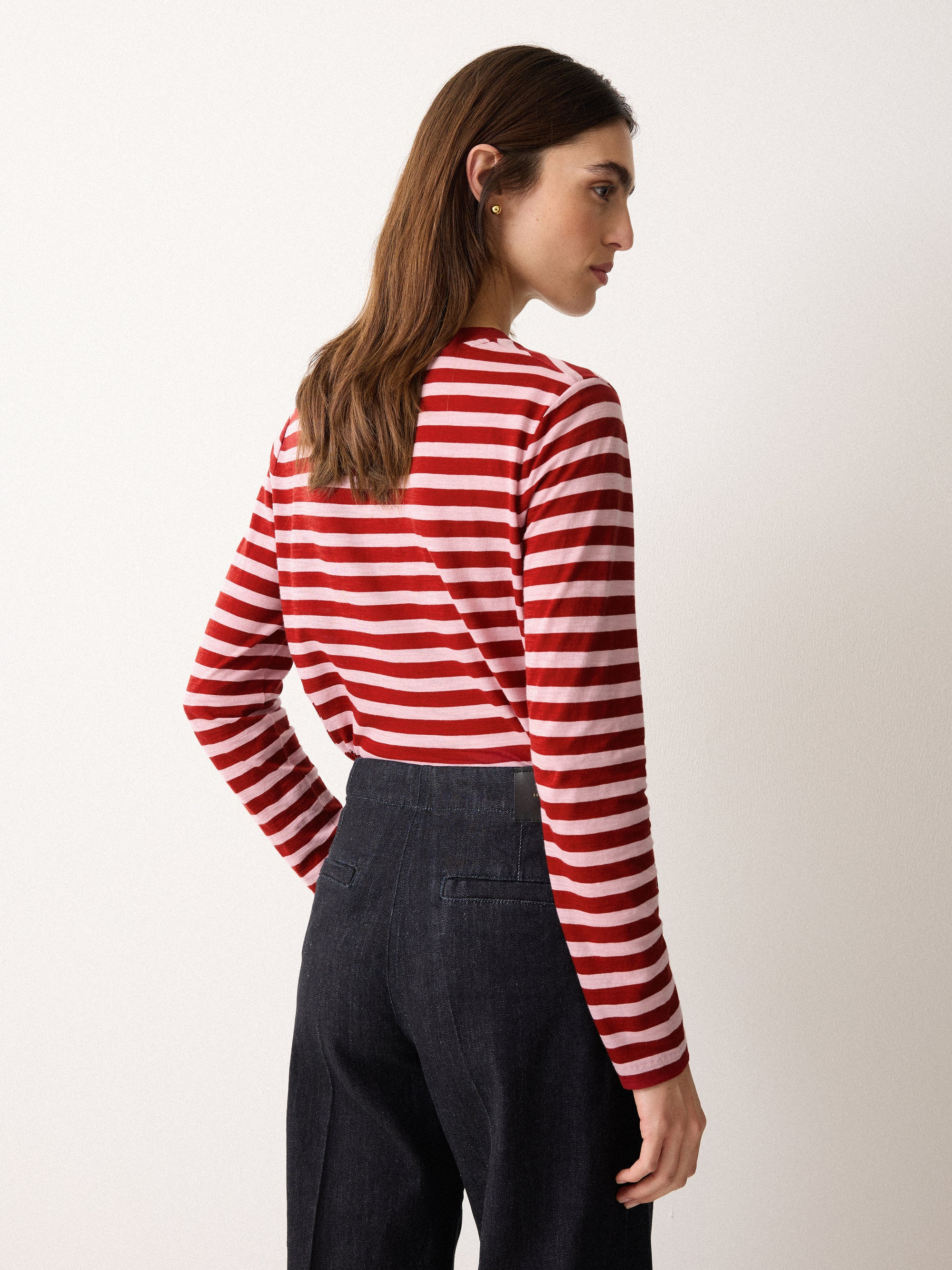 Cotton Stripe Long Sleeve Tee | Pink | Jigsaw (UK)