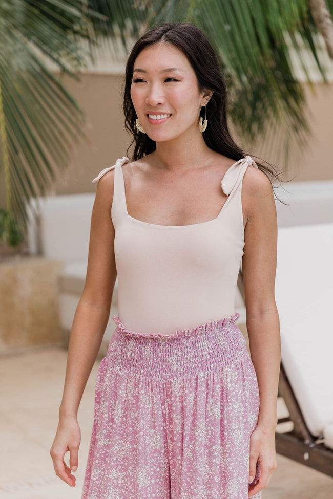 Ordinary Fun Taupe Square Neck Bodysuit | Pink Lily