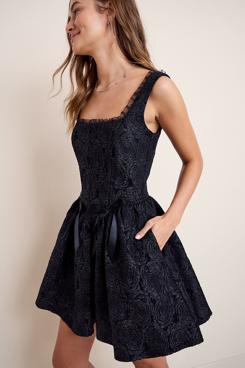 Alice Ruffled Jacquard Mini Dress | Francesca's