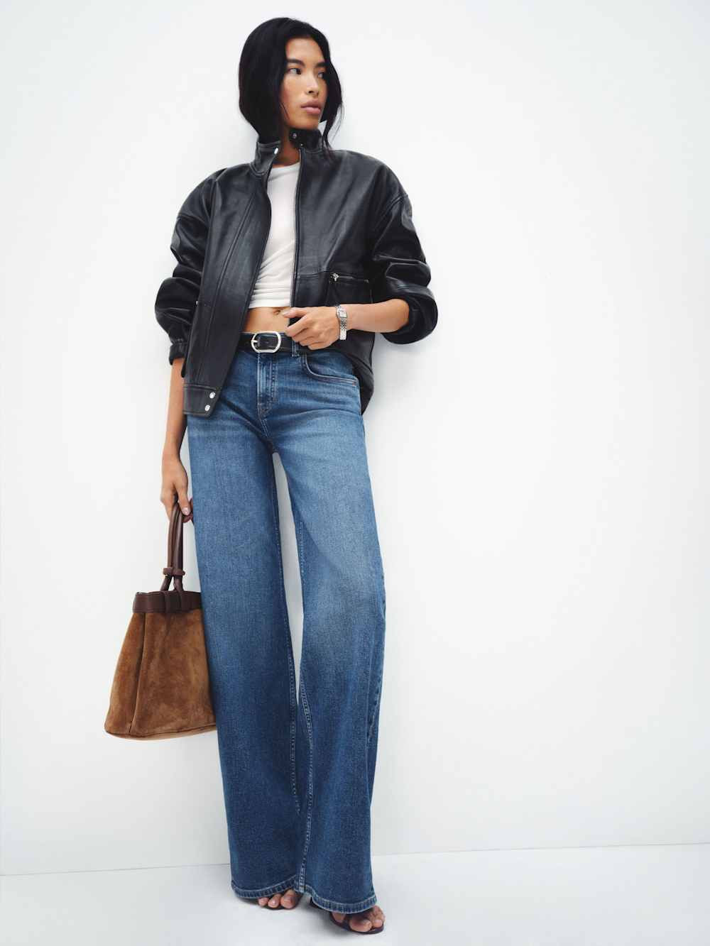 Greta Super Stretch Low Rise Wide Leg Long Jeans | Reformation (Global)