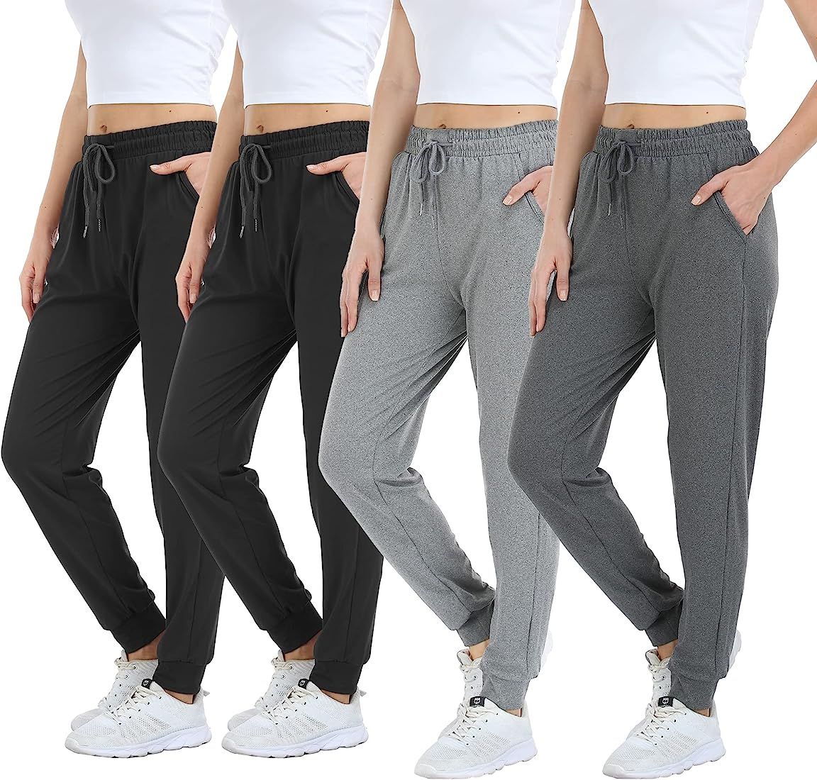 Mgput Women's Joggers Pants with Pockets,Drawstring Running Sweatpants for Women Tapered Active Y... | Amazon (US)
