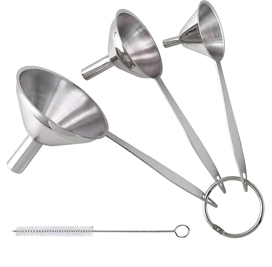 3 in 1 Metal Funnels for Filling Bottles Stainless Steel Small Kitchen Funnel Set for Transferrin... | Amazon (US)