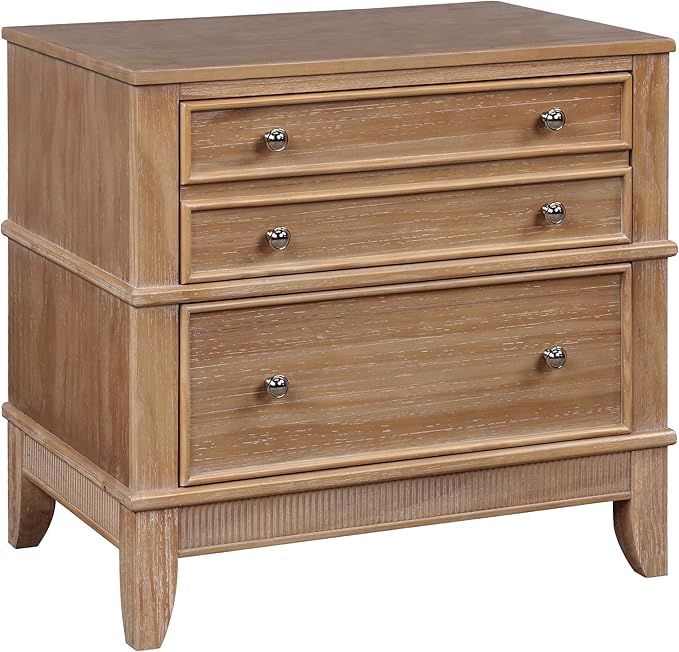 Knocbel Rustic 3-Drawer Nightstand, Solid Wood Sofa Side End Table Bedside Night Stand with Silve... | Amazon (US)