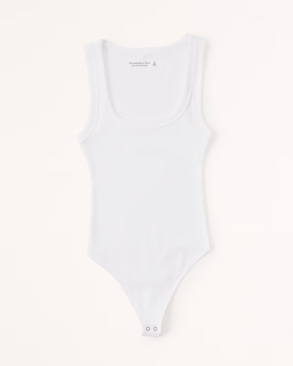 Women's Essential Ribbed Squareneck Bodysuit | Women's Tops | Abercrombie.com | Abercrombie & Fitch (US)