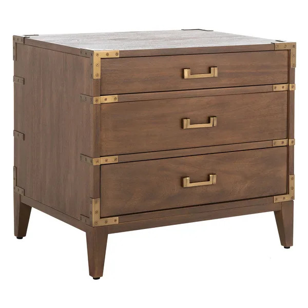 SAFAVIEH Couture Nisha 3-Drawer Wood Nightstand - Bed Bath & Beyond - 34514539 | Bed Bath & Beyond