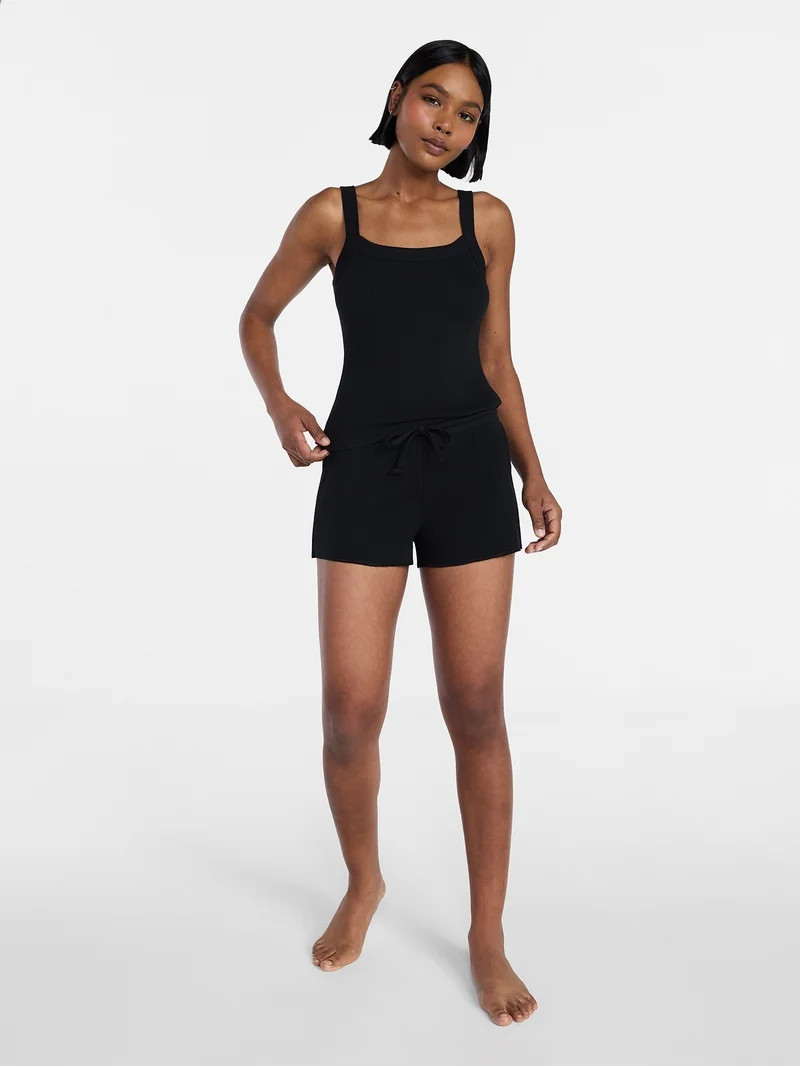 No Boundaries Rib Tank Top and Shorts Sleep Set, 2-Piece, Women's XXS-3X | Walmart (US)