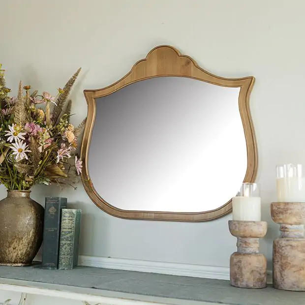 Scalloped Crest Wall Mirror | Antique Farm House