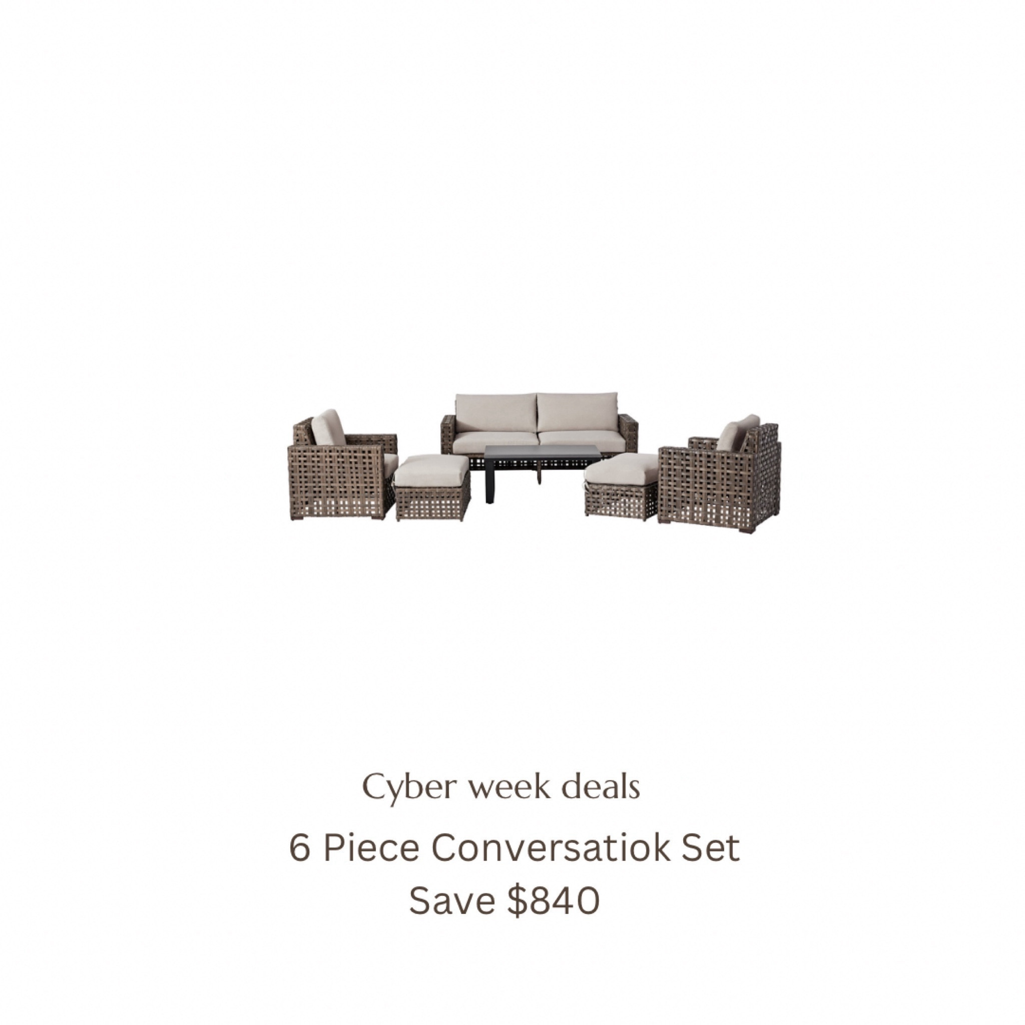 Insane deal on a 6 piece patio set at Walmart! 🤯 clearly I was so excited I couldn’t spell, haha! 

#LTKCyberWeek #LTKhome