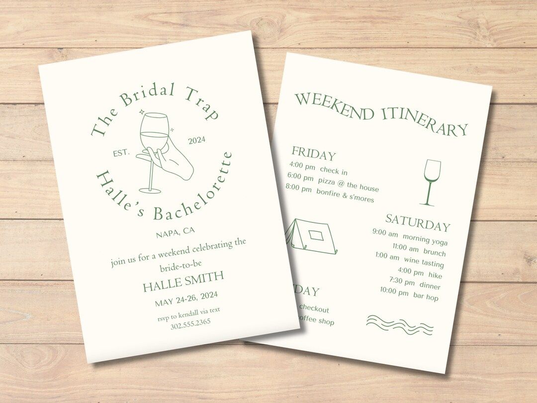 Camp Bachelorette Template and Itinerary the Bridal Trap - Etsy | Etsy (US)