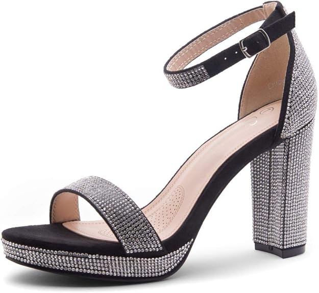 Shoe Land ENLOVE Women's Open Toe Ankle Strap Chunky Block High Heel Sandals Dress Evening Party ... | Amazon (US)