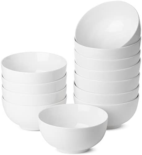 AmorArc Stoneware Cereal Bowls Set for kitchen, 22oz Ceramic Deep Soup Bowls Set of 4 , White Kitche | Amazon (US)
