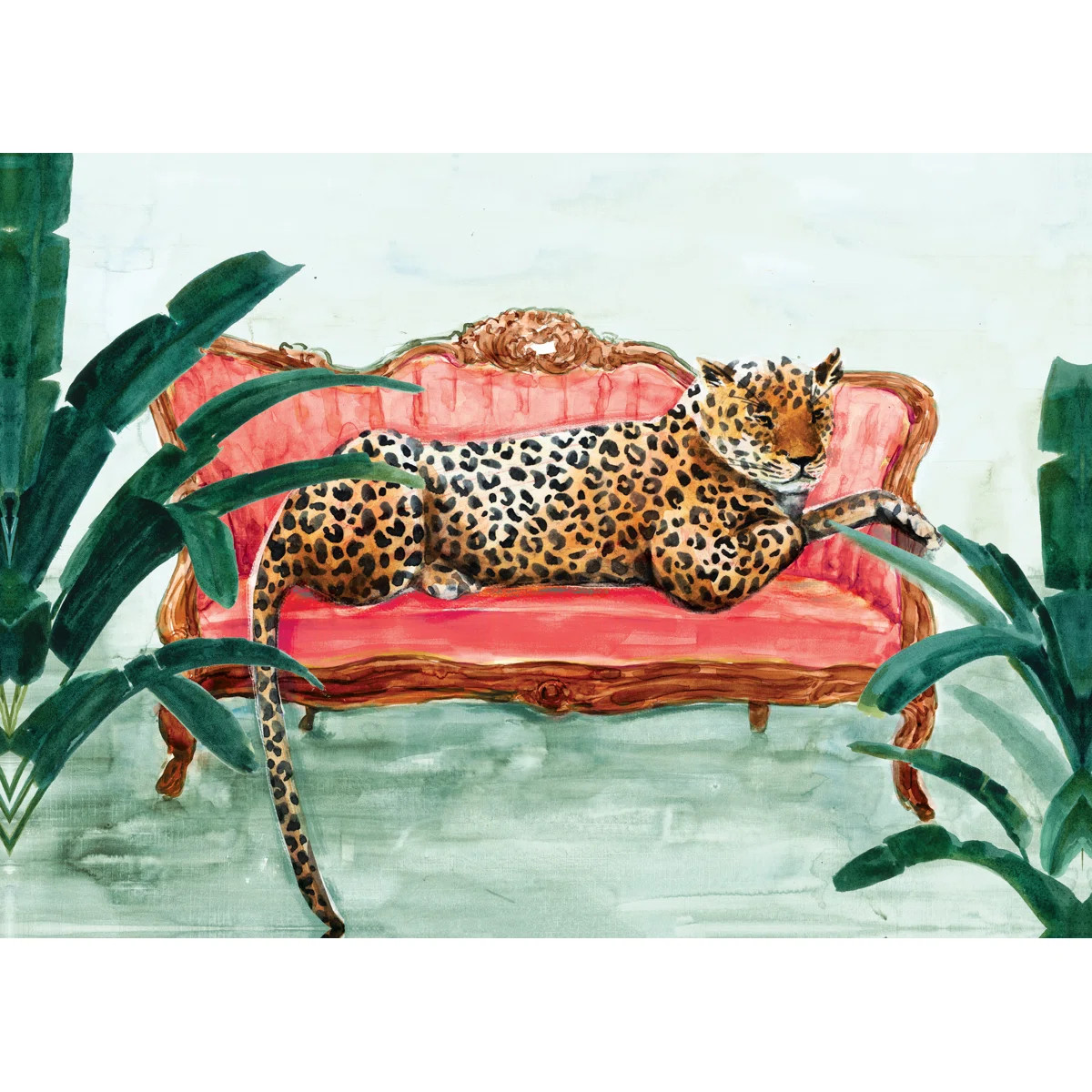 " Cheetah On A Chaise " Painting Print | Wayfair North America