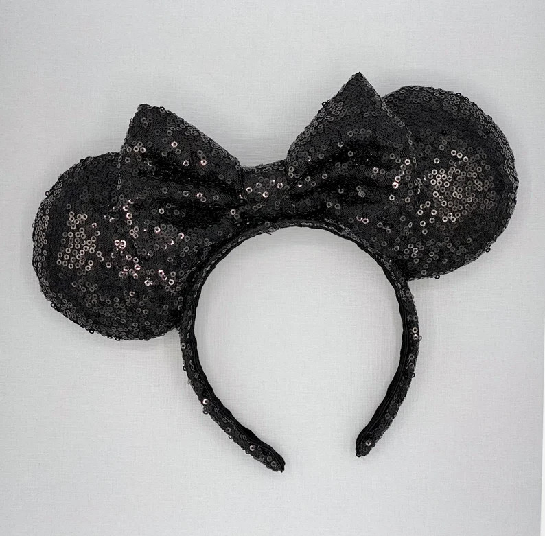 Black Sequin Mouse Ears | Headband Mouse Ears | Minnie Ears | Black Sequin Ears | Etsy (Global)