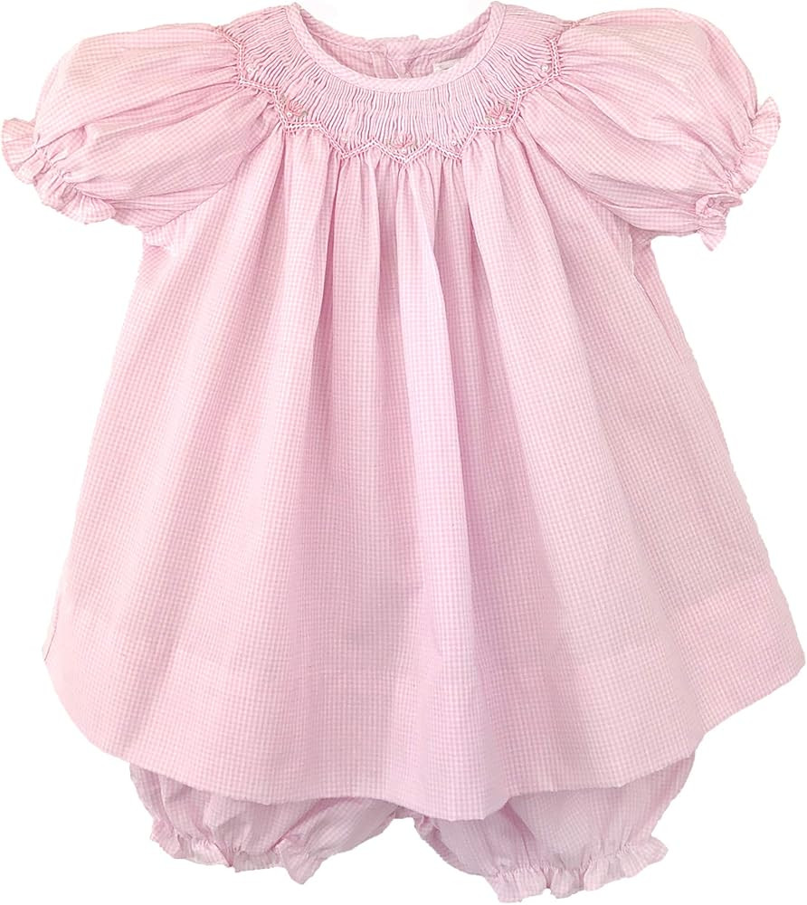 Baby Girls' Bishop Zig-Zag Smocked Dress, Newborn, Pink | Amazon (US)
