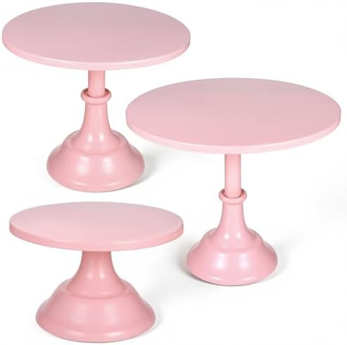 SHENLIU 3 Pcs Pink Cupcake Stand, Metal Round 8" 10" 12" Tiered Display Stands Cupcake Dessert St... | Amazon (US)