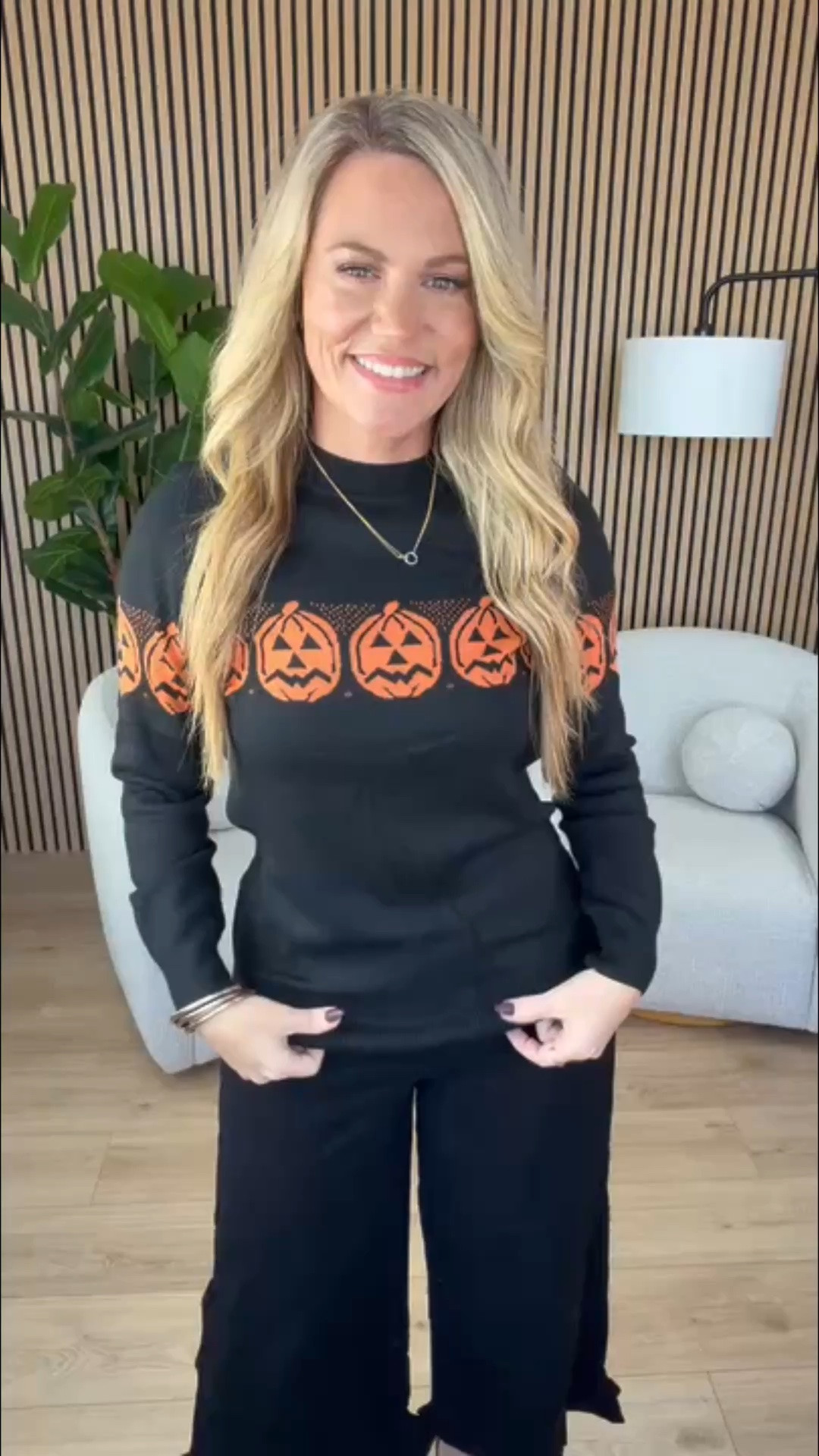 This Halloween sweater adds a fun seasonal touch while still keeping the outfit classic with an all black base. I’m wearing a size large in the sweater for a more relaxed fit, size 2 in the jeans, and size 7.5 in the shoes. The pumpkin detail makes it a festive piece without feeling like a costume.

halloween sweater, pumpkin sweater, fall outfit ideas, halloween outfit, black outfit, fall fashion, festive fall style, cozy sweater, halloween fashion, black pants outfit, autumn style, seasonal outfit

#LTKOver40 #LTKSeasonal #LTKootd