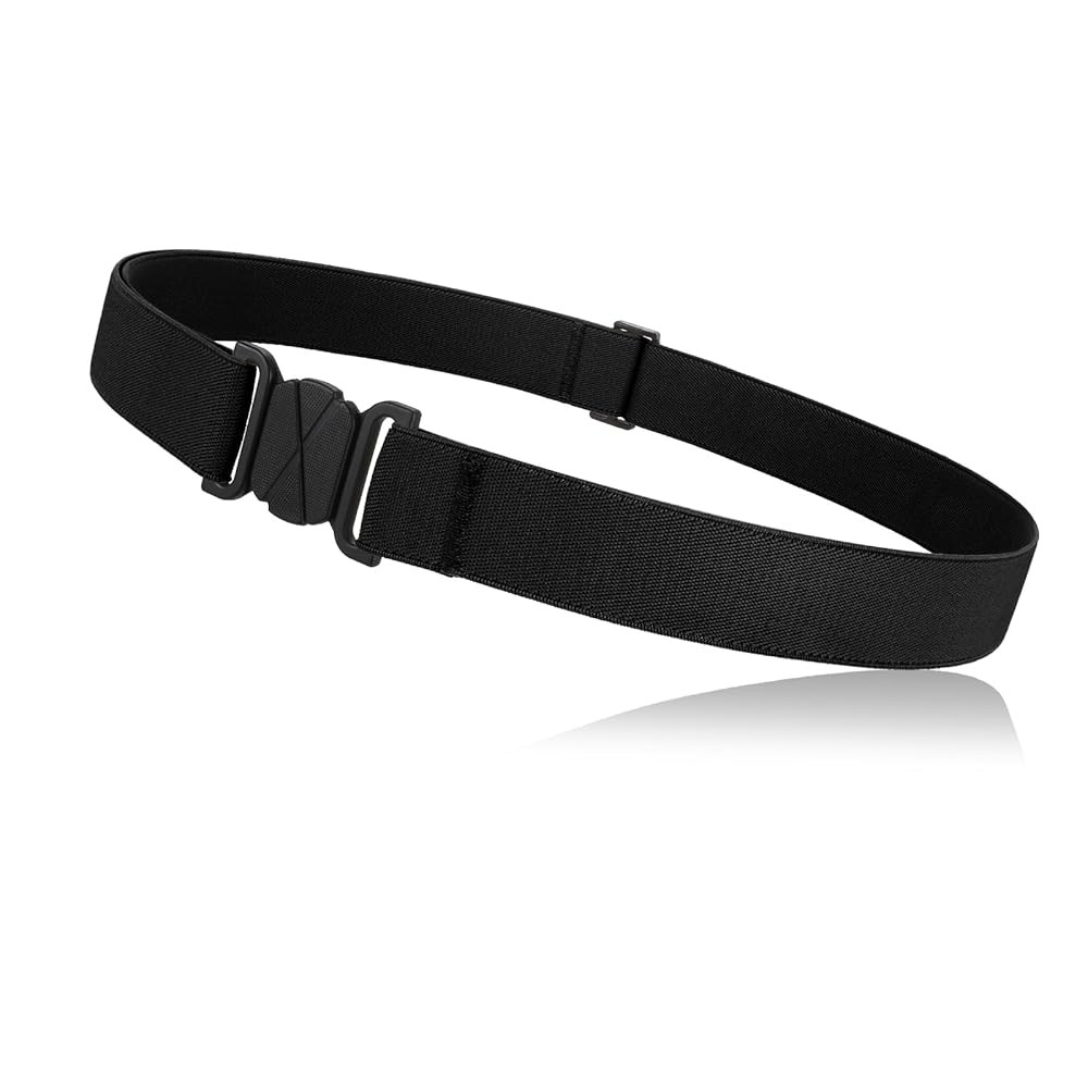 JASGOOD Women No Show Stretch Belt Flat Buckle Elastic Web Belt for Jeans Pants Dresses | Amazon (US)