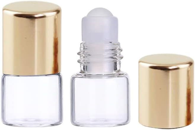 12 Pcs 1ml Mini Glass Roll on Bottles Roller Bottles Refillable Essential Oil Bottles Aromatherap... | Amazon (US)