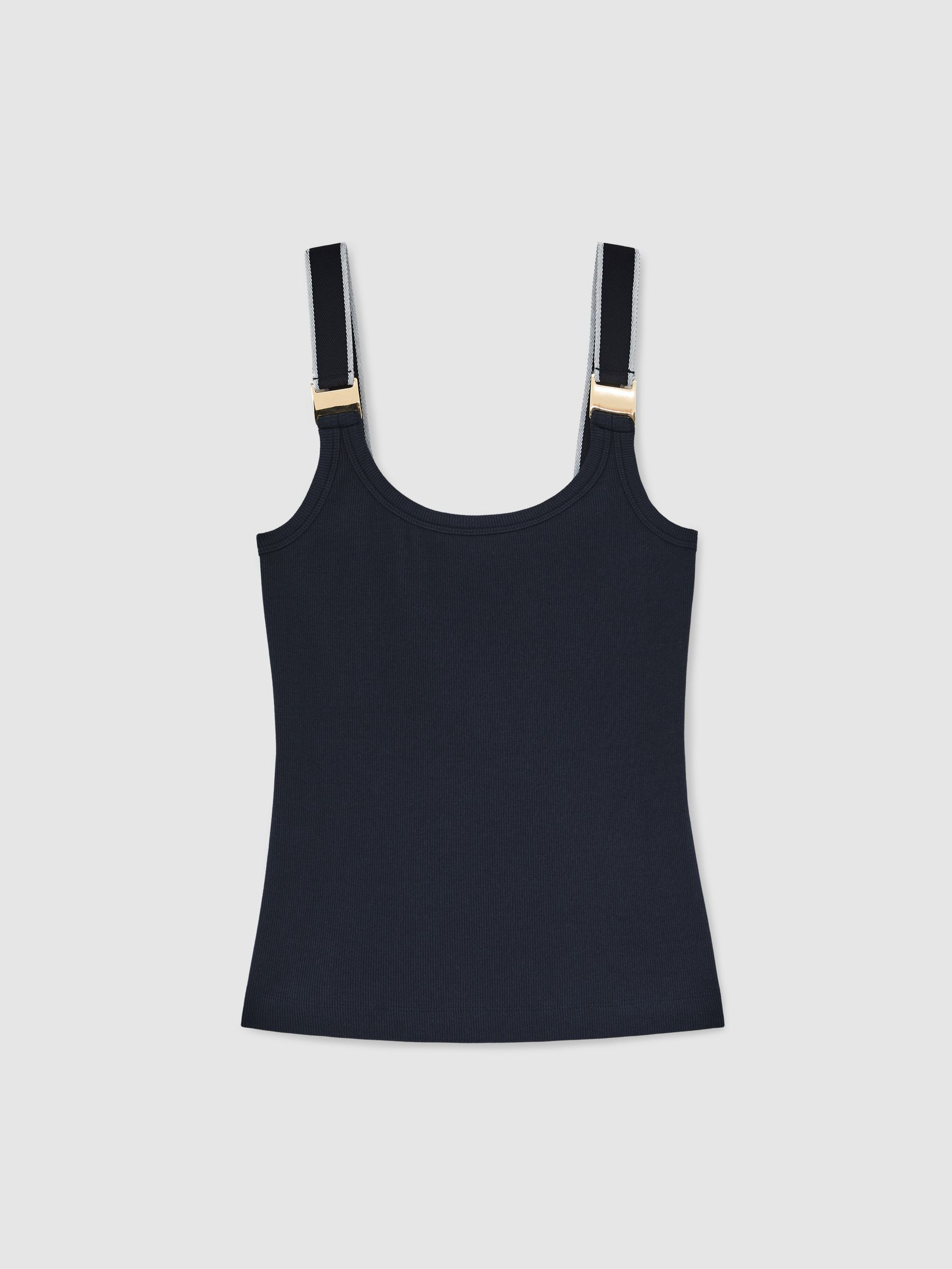 Reiss Stretch-Cotton Hardware-Detail Vest in Navy/White | REISS | Reiss US
