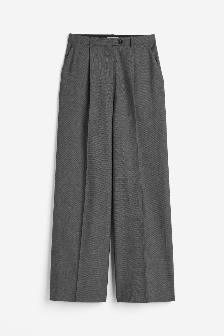 Wide twill trousers - Dark grey - Ladies | H&M GB | H&M (UK, MY, IN, SG, PH, TW, HK)