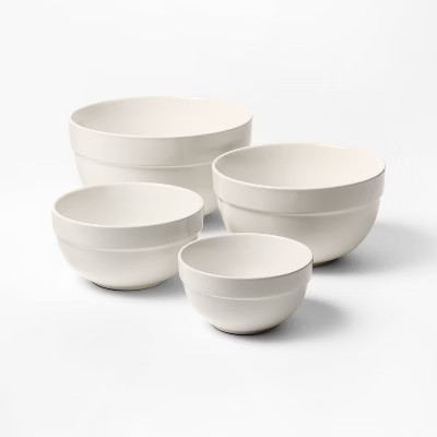 4pc Stoneware Mixing Bowl Set Cream - Figmint™ | Target