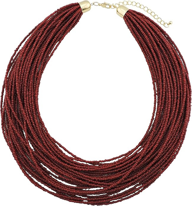 Bocar Multi Layer Chunky Bib Statement Seed Beads Cluster Collar Necklace for Women Gift (NK-1035... | Amazon (US)